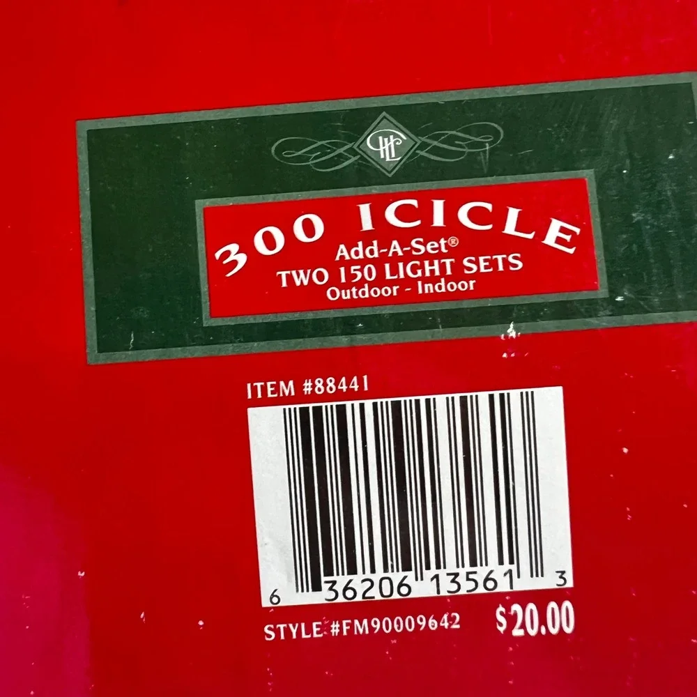 Holiday Lane 300 Icicle Add-A-Set Christmas Lights Indoor Outdoor White 29ft